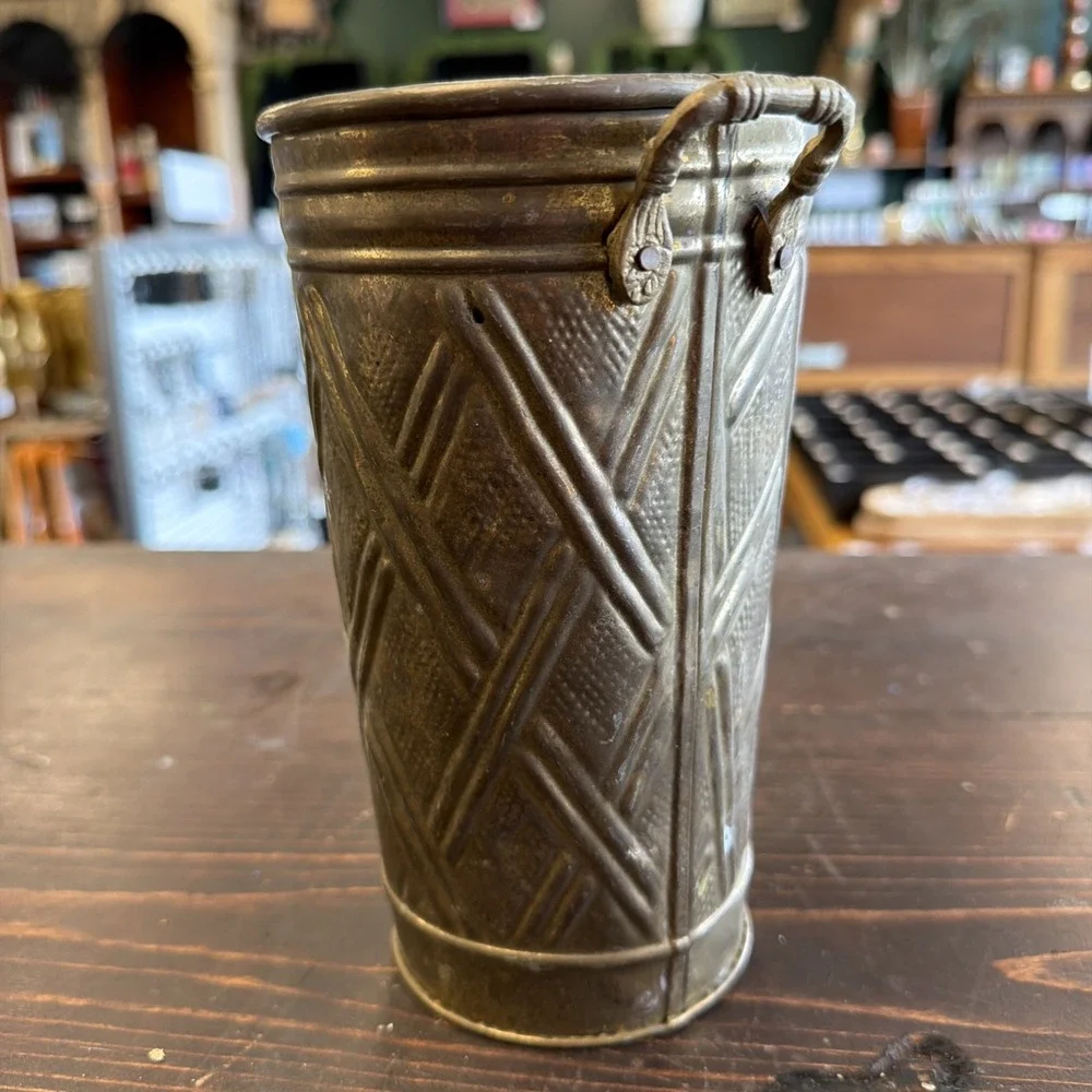 Vintage Hosley Brass Cylindrical Vase
